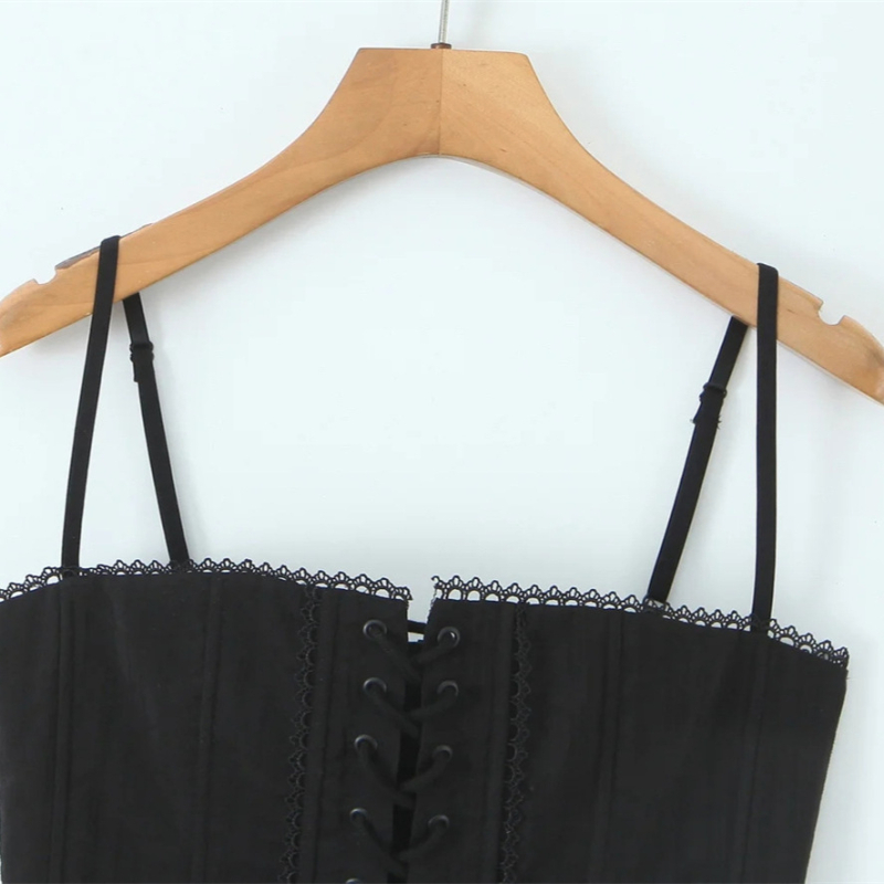 Strappy Hollow Camisole za žene – Slim fit, Fishbone corset, Threaded fabric, Spandex ispod 30%, Remenovi nisu odvojivi