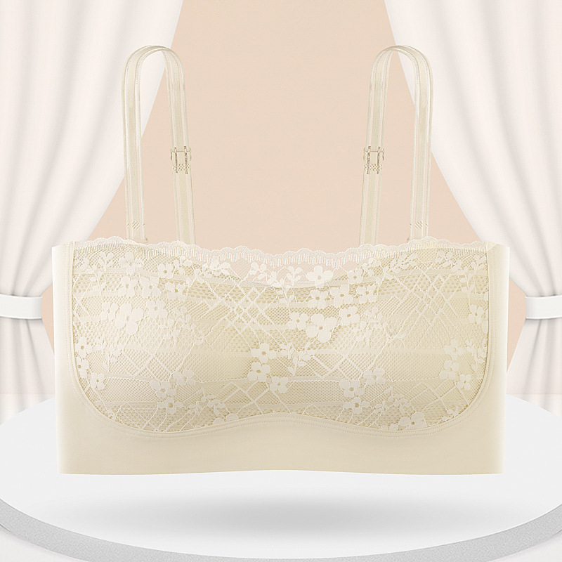 Čipkasti bustier u francuskom stilu s otvorenim leđima, bez naramenica, bez šavova, s odvojivim jastučićima, prozračan, lagan i brzo se suši