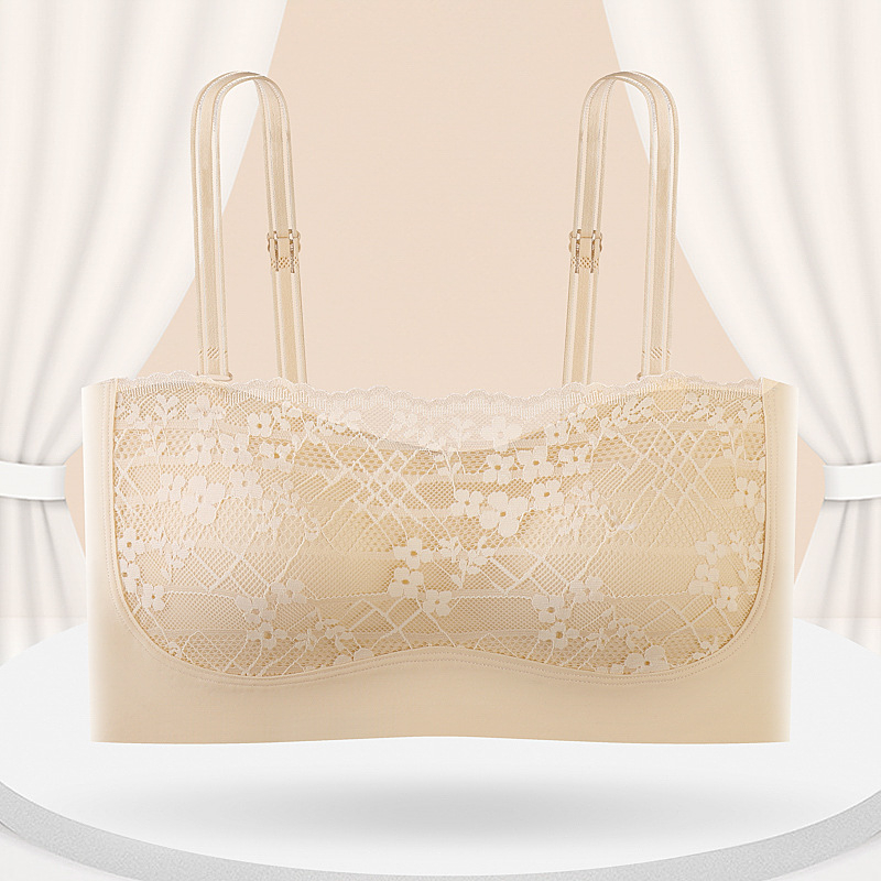 Čipkasti bustier u francuskom stilu s otvorenim leđima, bez naramenica, bez šavova, s odvojivim jastučićima, prozračan, lagan i brzo se suši