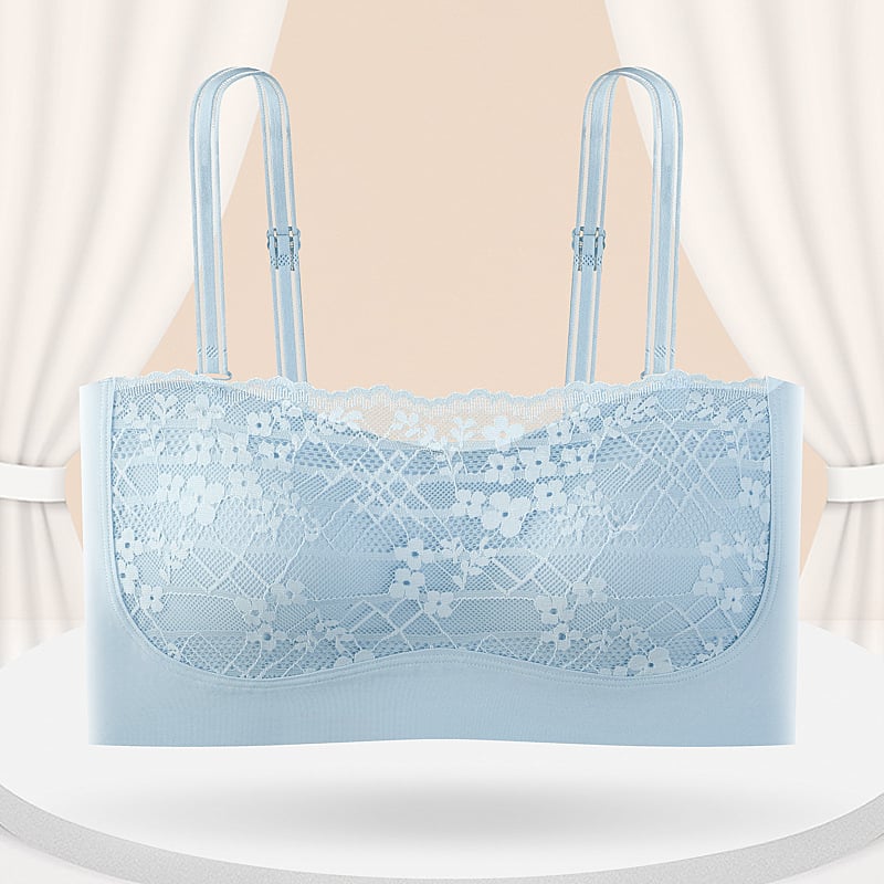 Čipkasti bustier u francuskom stilu s otvorenim leđima, bez naramenica, bez šavova, s odvojivim jastučićima, prozračan, lagan i brzo se suši