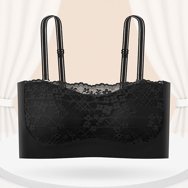 Čipkasti bustier u francuskom stilu s otvorenim leđima, bez naramenica, bez šavova, s odvojivim jastučićima, prozračan, lagan i brzo se suši