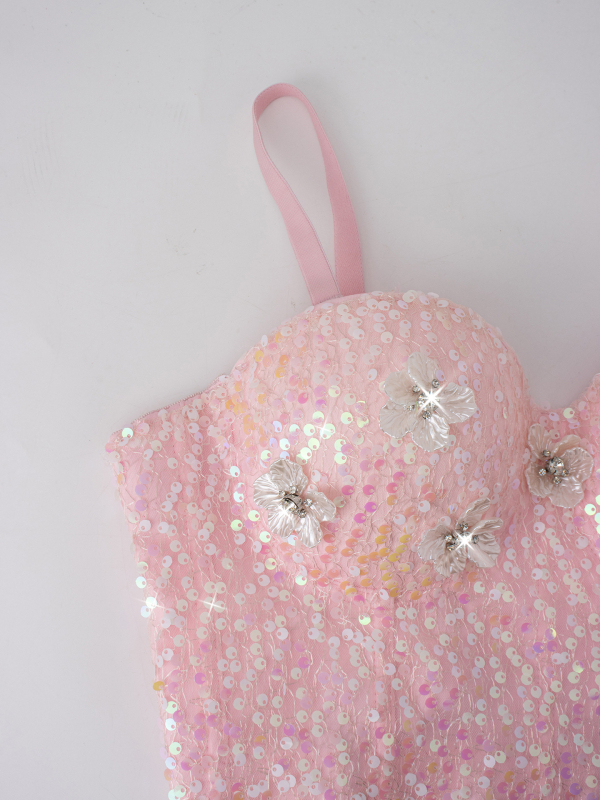 Korzet bustier s perlama i kostnom konstrukcijom, kratki top s odvojivim trakama DB1899