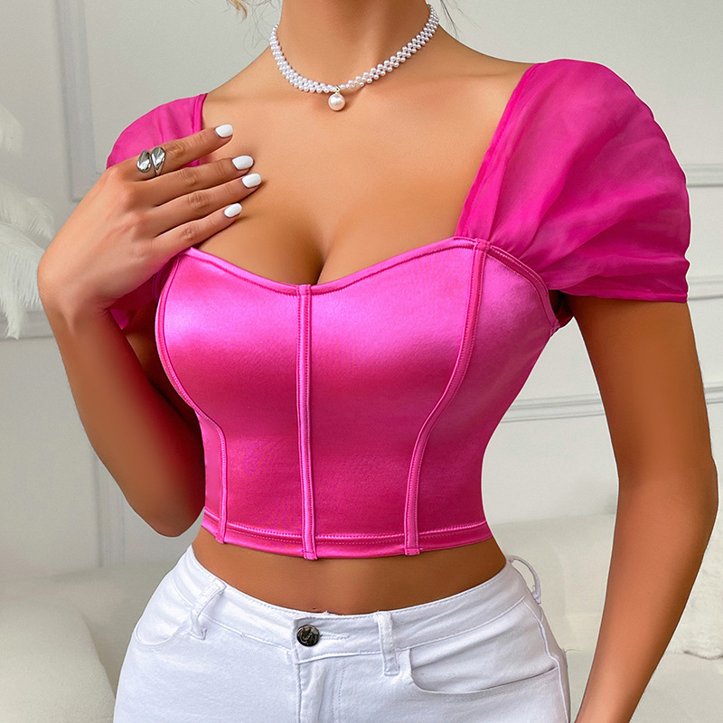 Slim-fit cami top s dvostrukim remenima, ultra kratka duljina, 90–95% poliester