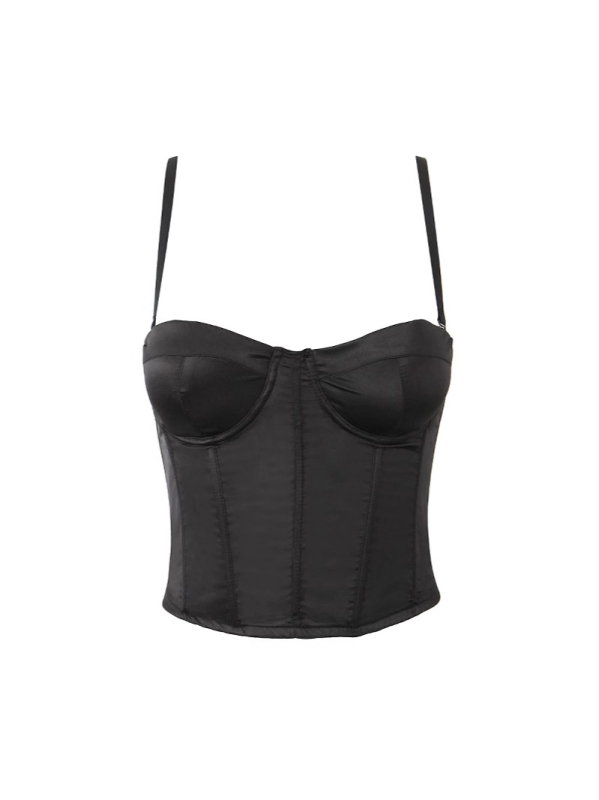 Camisole top s korzetom od ribjih kostiju za oblikovanje tijela, uz naramenice, kratka duljina, poliester tkanina