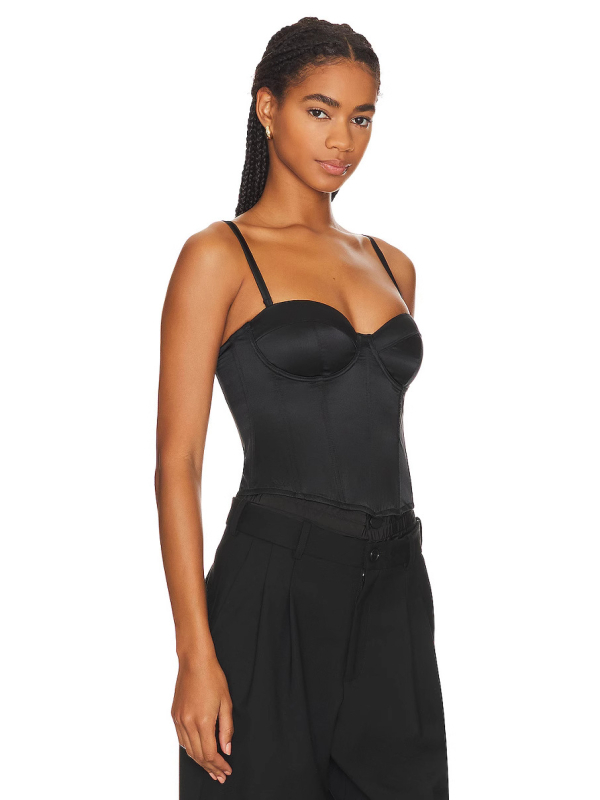 Camisole top s korzetom od ribjih kostiju za oblikovanje tijela, uz naramenice, kratka duljina, poliester tkanina