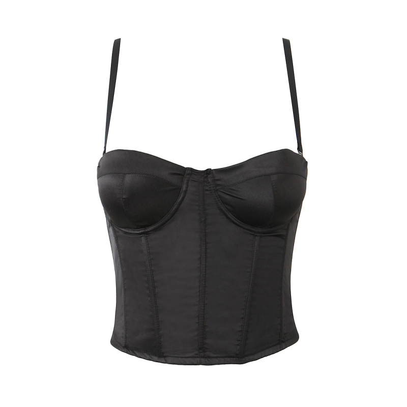 Camisole top s korzetom od ribjih kostiju za oblikovanje tijela, uz naramenice, kratka duljina, poliester tkanina
