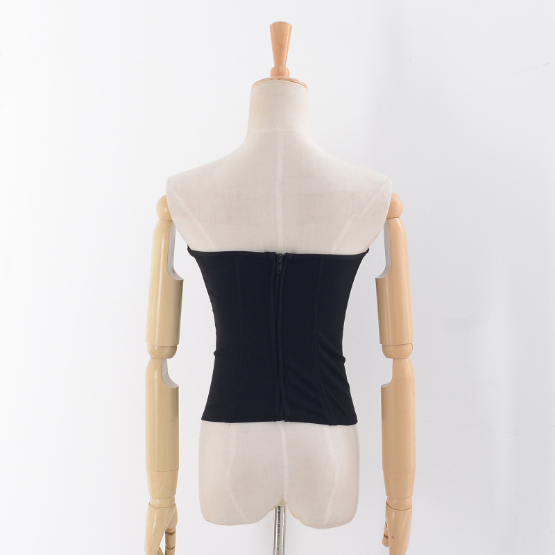Tube top s detaljem korseta od riblje kosti, bez naramenica, pamuk-viskozna smjesa, ulični hipster stil, uska linija