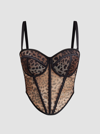 Bustier shapewear s leopard uzorkom, strukom stišavanjem, ultra kratka duljina, dvostruke naramenice