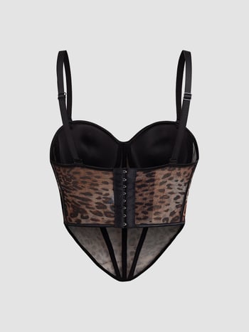 Bustier shapewear s leopard uzorkom, strukom stišavanjem, ultra kratka duljina, dvostruke naramenice