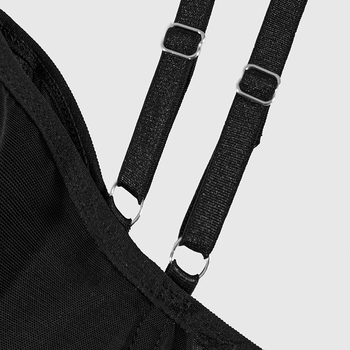 Čipkasti bustier bodi s ribljim kostima, uski kroj, ultra kratka duljina ≤40 cm, jedna fiksna naramenica, poliester s spandeksom