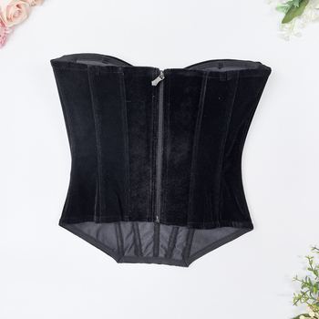 Τοπ χωρίς τιράντες από βελούδινο πλεγμένο, κορσέ σε στυλ γιλέκου με ψαροκόκαλα, 3/4 κύπελλο, ύφασμα για κύπελλα νάιλον