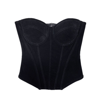 Τοπ χωρίς τιράντες από βελούδινο πλεγμένο, κορσέ σε στυλ γιλέκου με ψαροκόκαλα, 3/4 κύπελλο, ύφασμα για κύπελλα νάιλον