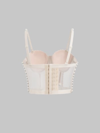 Top cu decupaj și siluetă în formă de os de pește, aplicații cu perle și diamante, croi slim, material poliester