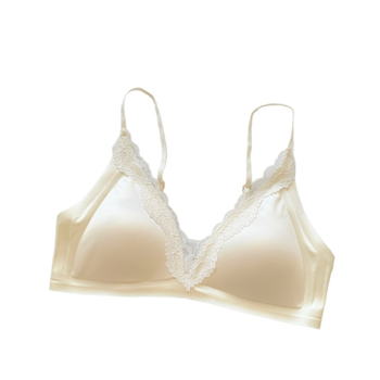 Sutien din dantelă cu cupă triunghiulară, bretele subțiri din satin, material nailon, căptușit nailon, cupe subțiri modelate, bretele fixe