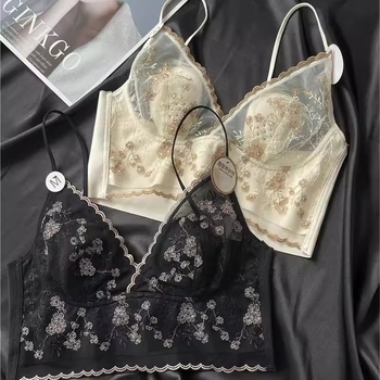 Čipkasti grudnjak s košaricama u obliku zečjih ušiju, bez žičane potpore, šivano, vintage francuski retro stil, tanak, prozračan, centar za oblikovanje