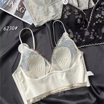 Čipkasti grudnjak s košaricama u obliku zečjih ušiju, bez žičane potpore, šivano, vintage francuski retro stil, tanak, prozračan, centar za oblikovanje