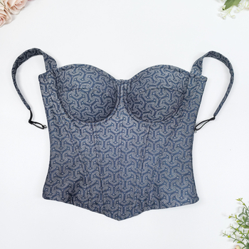 Top za sužavanje struka s trakama, žakardno pleteni leđa, tube top bez naramenica, shapewear s košticama, vanjski komad u stilu novog kineskog