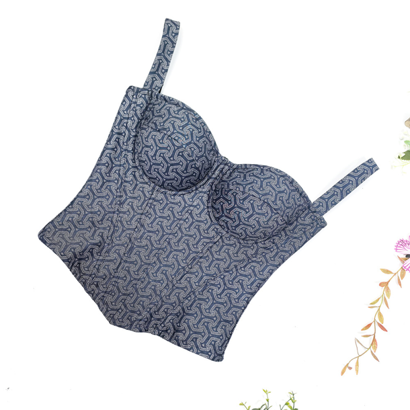 Top za sužavanje struka s trakama, žakardno pleteni leđa, tube top bez naramenica, shapewear s košticama, vanjski komad u stilu novog kineskog