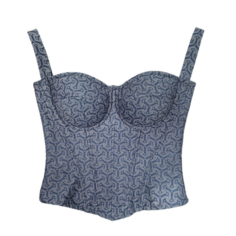 Top za sužavanje struka s trakama, žakardno pleteni leđa, tube top bez naramenica, shapewear s košticama, vanjski komad u stilu novog kineskog