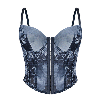 Top s trakama i šivanom čipkom, slim fit, kratka duljina, poliester 90–95%, Spandex <30%