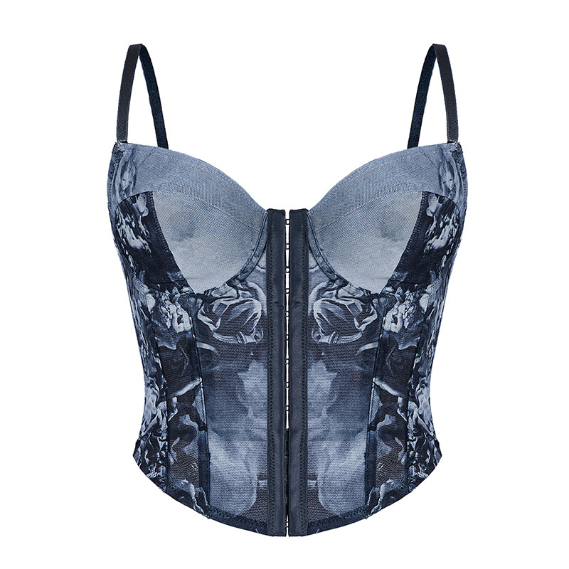 Top s trakama i šivanom čipkom, slim fit, kratka duljina, poliester 90–95%, Spandex <30%