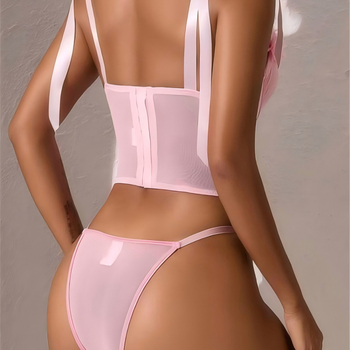 Sexy set donjeg rublja za žene s 3D cvjetnim uzorkom i mrežastim materijalom, naramenice, poliester 90–95%