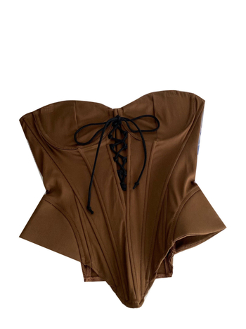 Korsetni top s ribljim kostima - bez ramena, visokim strukom, bez rukava, kratka duljina 40-50 cm, najlon/spandeks smjesa