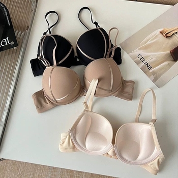 July bešavni pamučni grudnjak za žene — nježna podrška, prozračan, bočno oblikovanje, fiksne dvostruke naramenice, stražnje kopče s četiri reda kukica