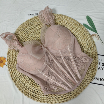 Newcastle čipkasti top s mašnicom i grudnjakom s kostima, uski kroj, kratka duljina