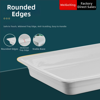 Keraamiline buffee sisemine konteiner soojuse säilitamiseks, ristkülikukujulise toidunõu ja ümmarguse keramikplaadiga, Jiaojiexing kaubamärk, hotellidele ja restoranidele