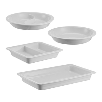 Keraamiline buffee sisemine konteiner soojuse säilitamiseks, ristkülikukujulise toidunõu ja ümmarguse keramikplaadiga, Jiaojiexing kaubamärk, hotellidele ja restoranidele