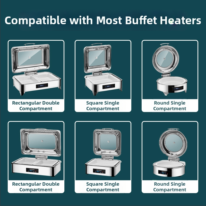 Keramická vnútorná nádoba pre bufet na udržiavanie tepla, s obdĺžnikovým tanierom na jedlo a kruhovým keramickým tanierom, Jiaojiexing značka, vhodné pre hotely a reštaurácie