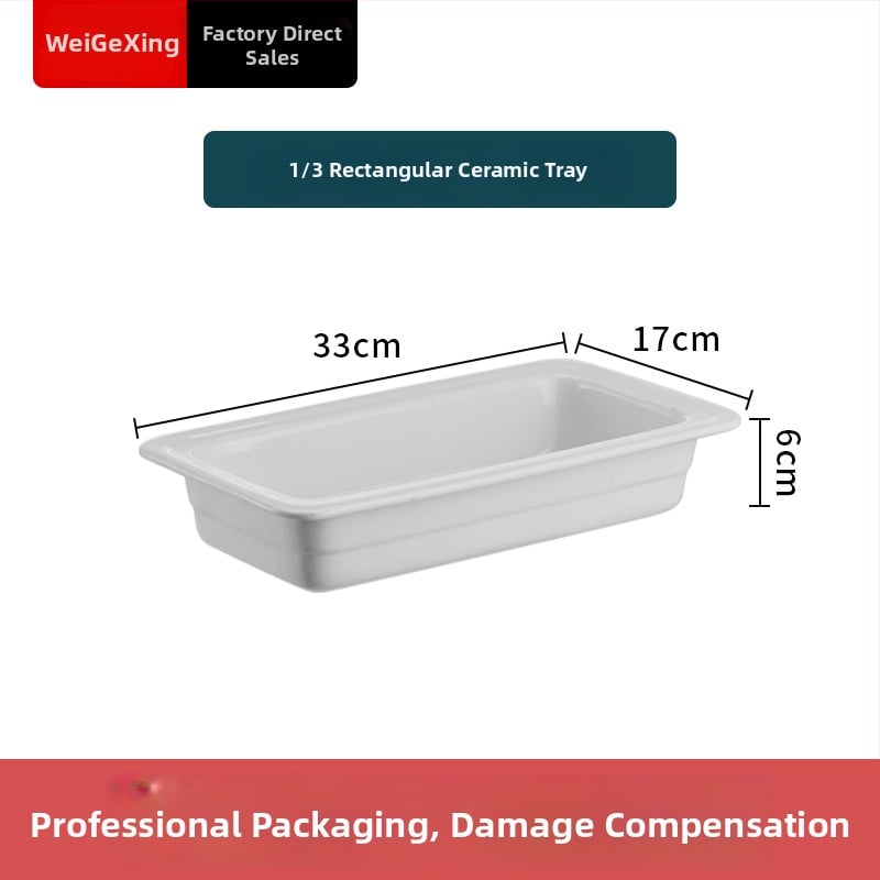 Keraamiline buffee sisemine konteiner soojuse säilitamiseks, ristkülikukujulise toidunõu ja ümmarguse keramikplaadiga, Jiaojiexing kaubamärk, hotellidele ja restoranidele