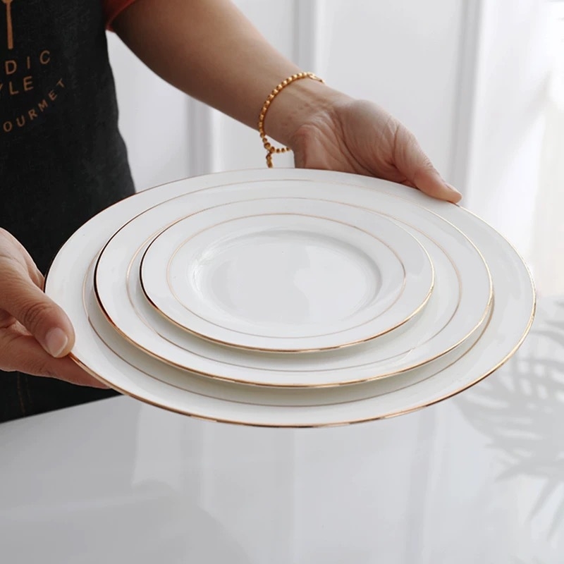 Keramička okrugla ploča za jelo, nordičkog stila, jednobojna, ručno oslikana površina; mikrovalna pećnica dopuštena; promjeri 12–12.9 cm, 14–14.9 cm, 15–15.9 cm, 17–17.9 cm