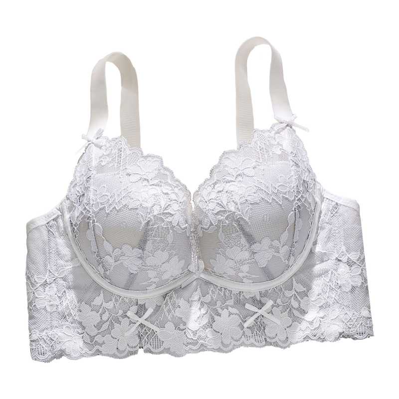 Ženski čipkasti push-up grudnjak bez čeličnih krugova, 3/4 košarica, najlon/poliamid, podstava od Mulberry svile