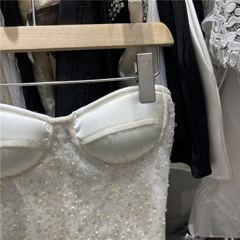 Ženski tube top bez naramenica, čipka i poliester, uski kroj, kratka duljina, jednofarbni, zima 2025