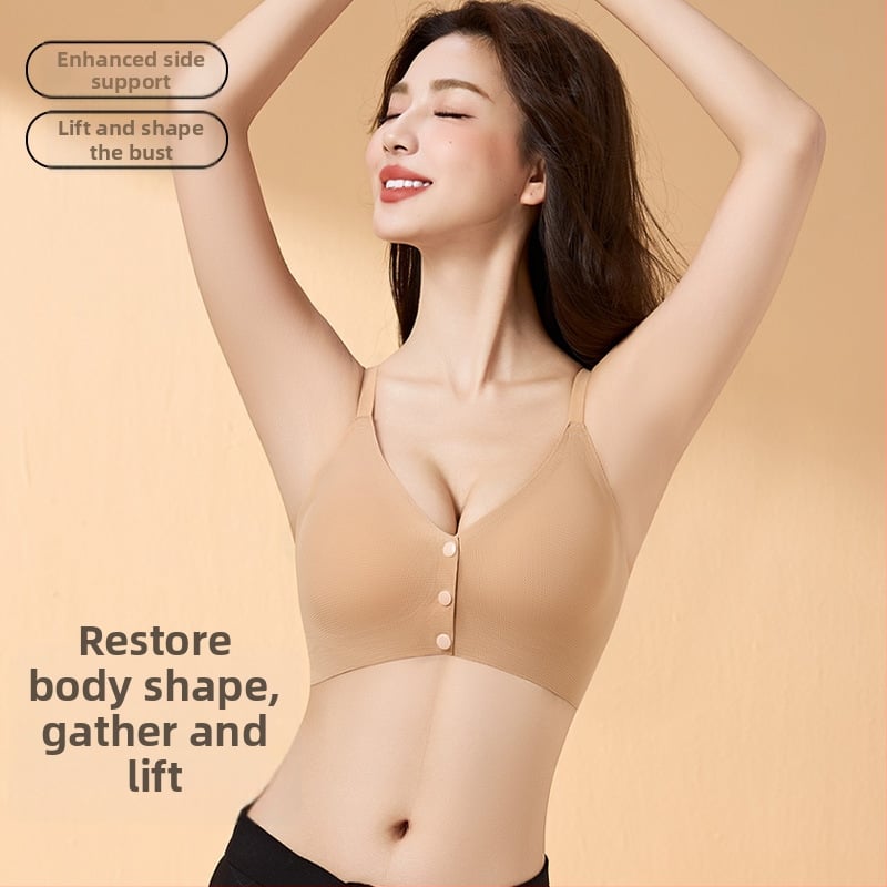 Žindymo ir nėštumo liemenėlė su priekinė sagtimi, nailono audinys, plonos formuojamos kaušės, be plieninių įtvarų