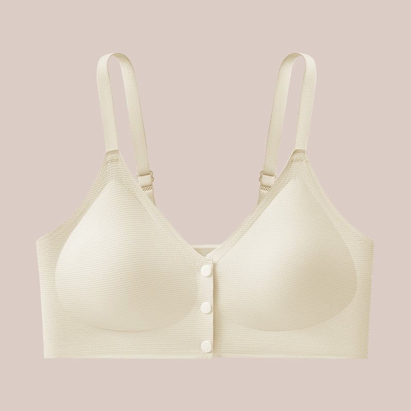 Žindymo ir nėštumo liemenėlė su priekinė sagtimi, nailono audinys, plonos formuojamos kaušės, be plieninių įtvarų