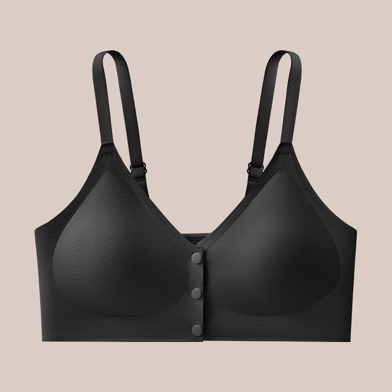 Žindymo ir nėštumo liemenėlė su priekinė sagtimi, nailono audinys, plonos formuojamos kaušės, be plieninių įtvarų