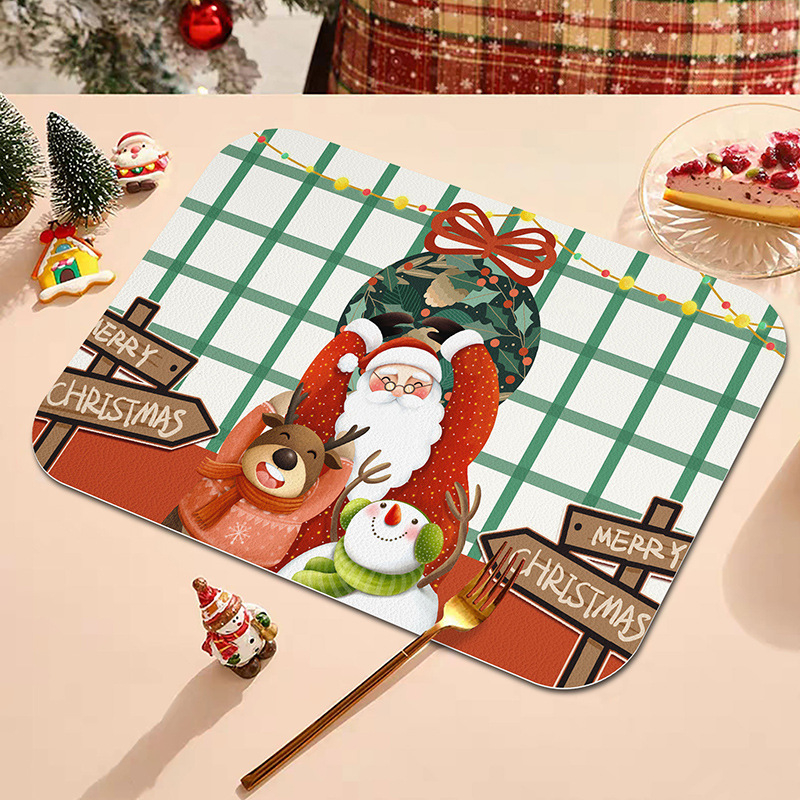 Kožna podloga za stol s božićnim snježnim čovjekom, vodootporna, toplinska izolacija, zaštita od opeklina, božićna kućna dekoracija
