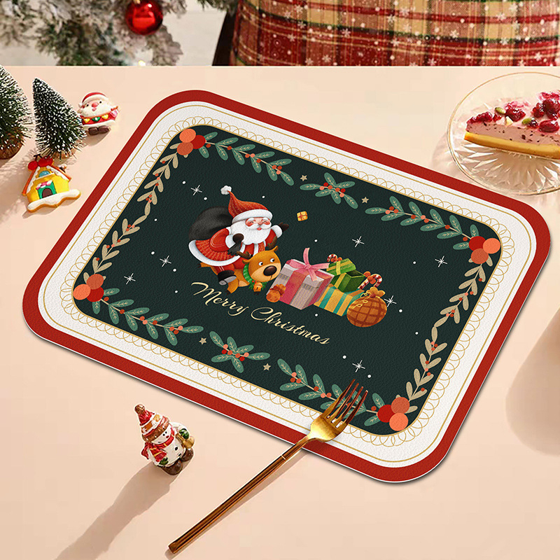 Kožna podloga za stol s božićnim snježnim čovjekom, vodootporna, toplinska izolacija, zaštita od opeklina, božićna kućna dekoracija