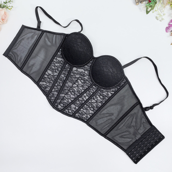 Francuski čipkasti jacquard top-sut s otvorenimi ramenima, wrap u stilu veste, seksi korset s kostima