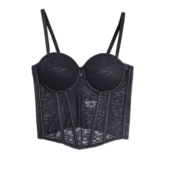 Francuski čipkasti jacquard top-sut s otvorenimi ramenima, wrap u stilu veste, seksi korset s kostima