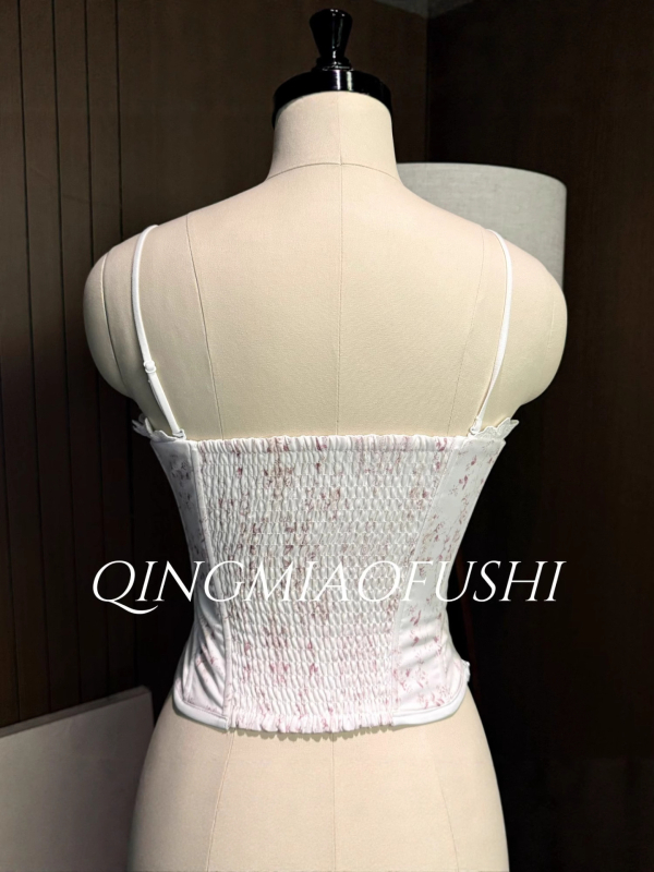 Camisole top s čipkastim uzorkom i kostnom konstrukcijom, uklonjive naramenice, poliester 95%