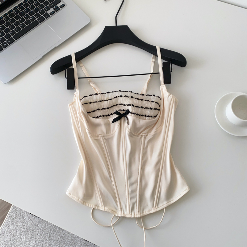 Krajni top s patchworkom i naramenicama, elegantan gradski stil, kratka duljina, spandeks 30–50%