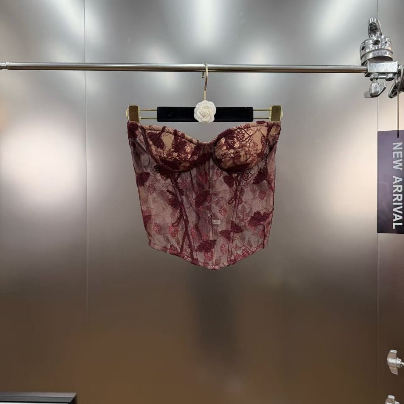 Čipkasti bustier bez naramenica – Slim fit, kratka duljina 40–50 cm, čipka, poliester 30–50%