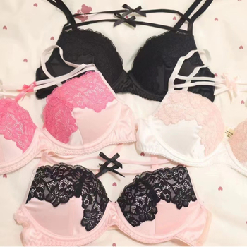 Francuski stil seksi čipkasto žensko donje rublje, tanak kroj, mali prsni, s čeličnim prstenima, set grudnjaka