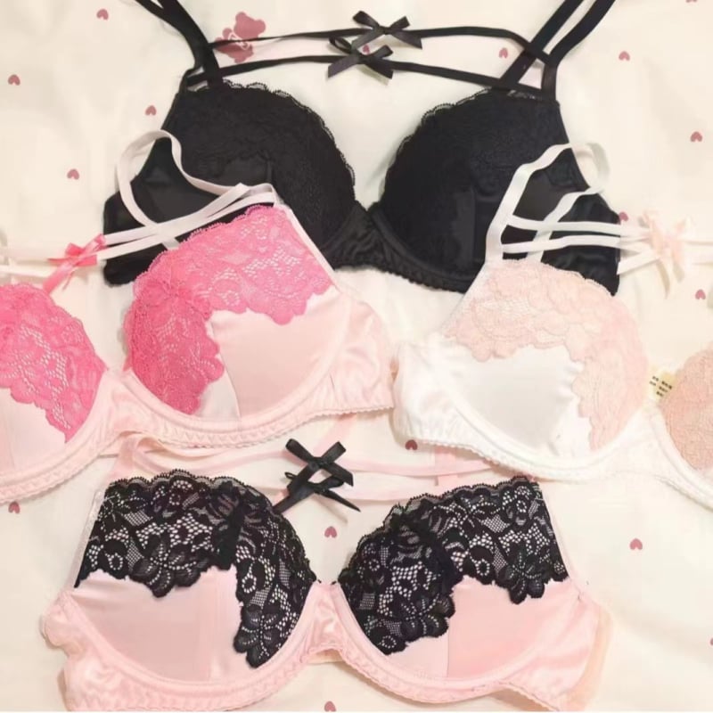 Francuski stil seksi čipkasto žensko donje rublje, tanak kroj, mali prsni, s čeličnim prstenima, set grudnjaka