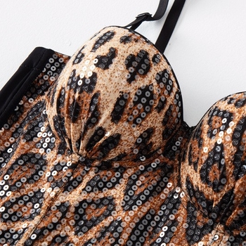 Leopard uzorak korzetni tube top s elastičnim strukom, poliester, košarica 3/4, prozračni stražnji dio, seksi stil