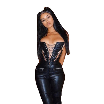 Bustier bez naramenica s prorezom, PU umjetna koža, uski kroj